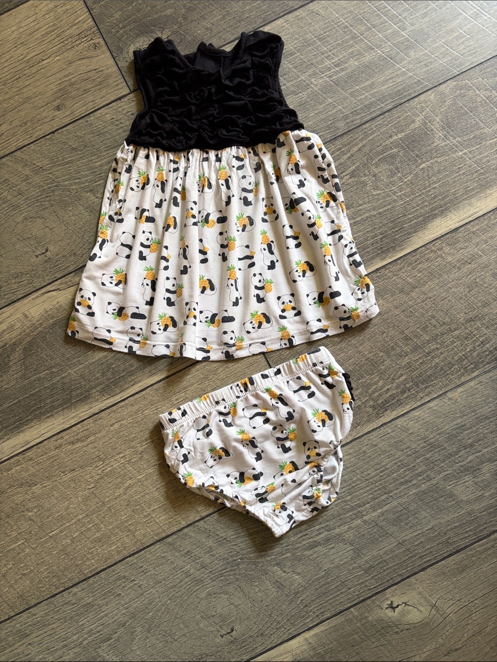 Magnetic Me Black & White Panda Pineapple Dress Set